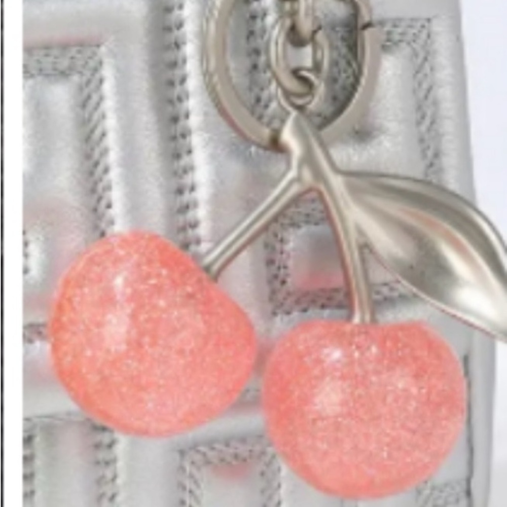 NWT/NIP Pink and Silver Cherry Keychain / Bag Charm